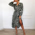 Aachoae Leopard Dress 2020 Women Vintage Long Beach Dress Loose Long Sleeve V-neck A-line Sexy Party Dress Vestidos de fiesta - menochic
